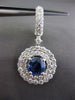 ESTATE LARGE 5.37CT DIAMOND & SAPPHIRE 18KT WHITE GOLD 3D HALO HANGING EARRINGS