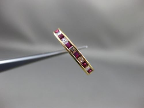 ESTATE .55CT DIAMOND & AAA RUBY 14KT YELLOW GOLD WEDDING BAND RING 3mm #19671