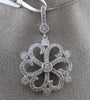 ESTATE LARGE .45CT DIAMOND 14KT WHITE GOLD 3D FILIGREE MILGRAIN FLOATING PENDANT