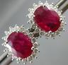 ESTATE 4.87CT DIAMOND & AAA RUBY 18KT WHITE GOLD 3D PRINCESS DIANA STUD EARRINGS