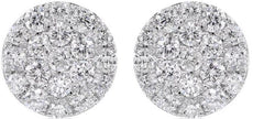 ESTATE .49CT DIAMOND 14KT WHITE GOLD 3D CLUSTER CIRCULAR CLASSIC STUD EARRINGS