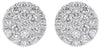 LARGE 1.01CT DIAMOND 14KT WHITE GOLD 3D CLUSTER CIRCULAR CLASSIC STUD EARRINGS