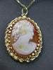 ANTIQUE 14KT YELLOW GOLD HAND CARVED LADY SHELL CAMEO PENDANT BEAUTIFUL! #22105