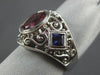 ESTATE LARGE 1.82CT AAA TOPAZ & TANZANITE 14KT WHITE GOLD 3D FILIGREE OVAL RING