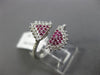 ESTATE WIDE .37CT DIAMOND & AAA RUBY 14KT WHITE GOLD 3D PAVE SEMI ETERNITY RING