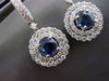 ESTATE LARGE 5.37CT DIAMOND & SAPPHIRE 18KT WHITE GOLD 3D HALO HANGING EARRINGS