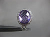 ESTATE LARGE 9.43CT DIAMOND & AAA AMETHYST 14K WHITE GOLD 3D OVAL HALO EARRINGS
