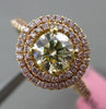 ESTATE 1.08CT YELLOW & PINK DIAMOND 18K YELLOW ROSE GOLD CLASSIC ENGAGEMENT RING