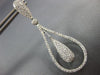 ESTATE LARGE 1.50CT DIAMOND 14K WHITE GOLD 3D TEAR DROP CLUSTER HANGING EARRINGS