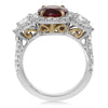 GIA 4.27CT DIAMOND & AAA RUBY 18K 2 TONE GOLD & PLATINUM 3 STONE PEAR SHAPE RING