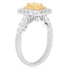 ESTATE 1.26CT WHITE & FANCY YELLOW DIAMOND 18KT 2 TONE GOLD HALO ENGAGEMENT RING