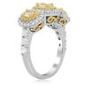 ESTATE 2.01CT WHITE & FANCY YELLOW DIAMOND 18K GOLD THREE STONE ANNIVERSARY RING