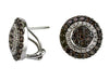 1.97CT WHITE & CHOCOLATE FANCY DIAMOND 14K WHITE GOLD 3D FLOWER CLIP ON EARRINGS