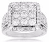 ESTATE LARGE 3.0CT DIAMOND 14KT WHITE GOLD SQUARE CLUSTER HALO ANNIVERSARY RING