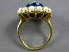 ANTIQUE LARGE AAA PEARL & MULTI COLOR ENAMEL 14K YELLOW GOLD 3D FLOWER ROSE RING