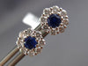 ESTATE .85CT DIAMOND & AAA SAPPHIRE 18KT WHITE GOLD CLASSIC FLOWER STUD EARRINGS