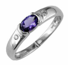 .54CT DIAMOND & AAA TANZANITE 14KT WHITE GOLD 3D SEMI BEZEL ETOILE PROMISE RING