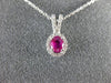ESTATE .5CT DIAMOND & AAA RUBY 14K WHITE GOLD CLASSIC OVAL HALO FLOATING PENDANT