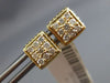 ESTATE .40CT ROUND CUT DIAMOND 14K YELLOW GOLD CLASSIC SQUARE ROPE STUD EARRINGS