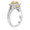 ESTATE LARGE 1.53CT WHITE & FANCY YELLOW DIAMOND 18K 2 TONE GOLD ENGAGEMENT RING