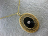 ANTIQUE LARGE OLD MINE DIAMOND & ONYX 14KT TWO TONE GOLD FILIGREE PENDANT #26413