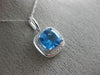 ESTATE 1.88CT DIAMOND & AAA BLUE TOPAZ 14KT WHITE GOLD 3D SQUARE HALO PENDANT