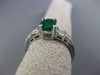 ESTATE WIDE 1.67CT DIAMOND & EMERALD 14KT WHITE GOLD 3D ENGAGEMENT RING #17814