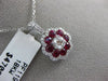 ESTATE 2.4CT DIAMOND & AAA RUBY 18K WHITE GOLD SOLITAIRE FLOWER FLOATING PENDANT