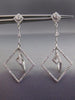 ESTATE WIDE 1.52CT DIAMOND 14K WHITE GOLD SQUARE GEOMETRICAL CHANDELIER EARRINGS