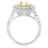 ESTATE 1.52CT WHITE & FANCY YELLOW DIAMOND 18KT WHITE GOLD OVAL ENGAGEMENT RING