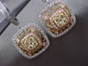 ESTATE LARGE 2.44CT WHITE & YELLOW DIAMOND 18KT TRI COLOR GOLD FILIGREE EARRINGS