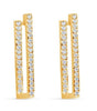 ESTATE .40CT ROUND DIAMOND 18KT YELLOW GOLD CLASSIC DOUBLE BAR HANGING EARRINGS