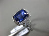 ESTATE LARGE 4.03CT DIAMOND & AAA TANZANITE 14KT WHITE GOLD HALO ENGAGEMENT RING