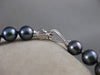 ESTATE 8.5MM BLACK TAHITIAN PEARL 18KT WHITE GOLD 18" INCH SILK NECKLACE #1932