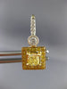 ESTATE LARGE 2.62CT WHITE & FANCY YELLOW DIAMOND 18K 2 TONE GOLD SQUARE EARRINGS