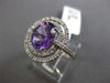 ESTATE 2.70CT DIAMOND & AAA AMETHYST 14K WHITE GOLD DOUBLE HALO ENGAGEMENT RING