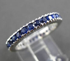 ESTATE 1.05CT AAA ROUND SAPPHIRE 14KT WHITE GOLD ETERNITY RING BAND 3mm #23709