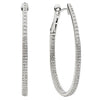 ESTATE .77CT DIAMOND 18KT WHITE GOLD 3D CLASSIC INSIDE OUT HOOP HANGING EARRINGS