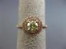 ESTATE .88CT PINK & GREEN DIAMOND 18KT ROSE GOLD 3D DOUBLE HALO ENGAGEMENT RING