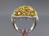 ESTATE MASSIVE 3.65CT WHITE & MULTI COLOR DIAMOND 18K 2 TONE GOLD 3D FLOWER RING