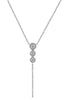 .24CT DIAMOND 14KT WHITE GOLD 3D THREE STONE CLASSIC HALO LARIAT FUN NECKLACE