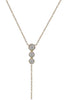 .26CT DIAMOND 14KT YELLOW GOLD 3D THREE STONE CLASSIC HALO LARIAT FUN NECKLACE