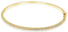 1.18CT DIAMOND 14KT YELLOW GOLD 3D CLASSIC SEMI ETERNITY ROUND BANGLE BRACELET