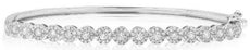 1.44CT DIAMOND 14KT WHITE GOLD ROUND HALO FLOWER SEMI ETERNITY BANGLE BRACELET