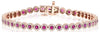 2.95CT DIAMOND & AAA RUBY 14KT ROSE GOLD 3D ROUND HALO FLOWER TENNIS BRACELET