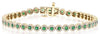 2.35CT DIAMOND & AAA EMERALD 14KT YELLOW GOLD ROUND FLOWER HALO TENNIS BRACELET