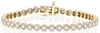 ESTATE 3.0CT DIAMOND 14KT YELLOW GOLD CLASSIC ROUND HALO FLOWER TENNIS BRACELET
