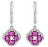 2.37CT DIAMOND & AAA RUBY 14KT WHITE GOLD 3D FOUR LEAF CLOVER HANGING EARRINGS