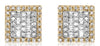 .35CT DIAMOND 14KT YELLOW GOLD 3D ROUND & BAGUETTE CLUSTER SQUARE STUD EARRINGS