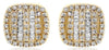 .34CT DIAMOND 14KT YELLOW GOLD 3D ROUND & BAGUETTE CLUSTER SQUARE STUD EARRINGS